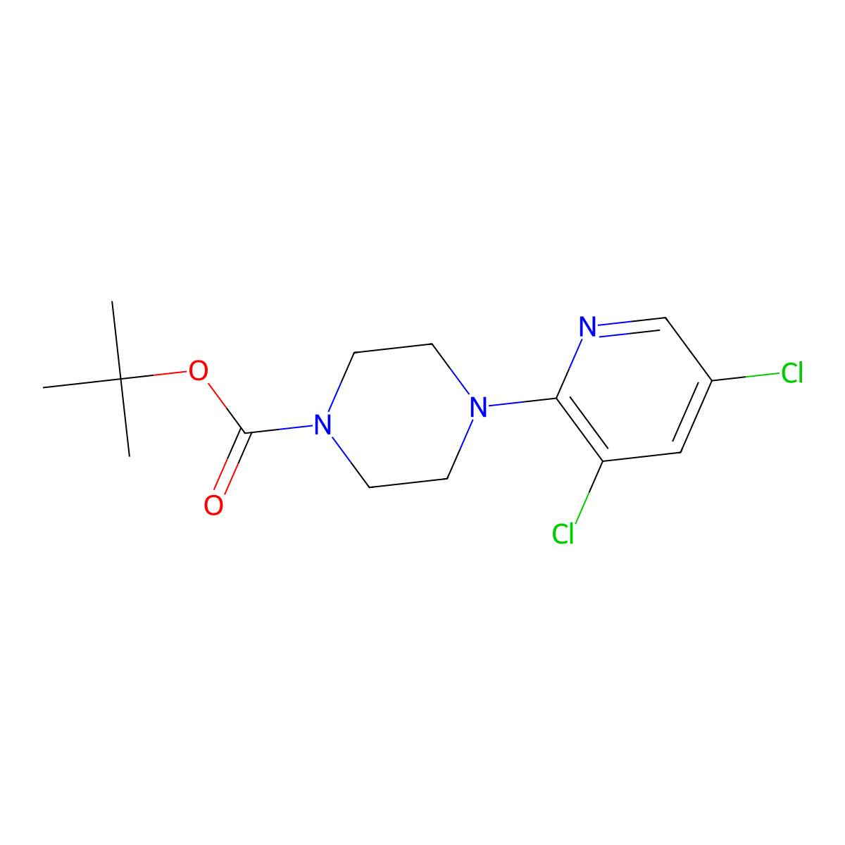 Tert-butyl 4-(3,5-dichloropyridin-2-yl)piperazine-1-carboxylate molecular structure, CAS 1223431-91-1