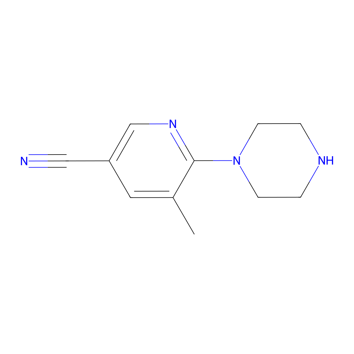 5-Methyl-6-(piperazin-1-yl)nicotinonitrile molecular structure, CAS 1223433-30-4