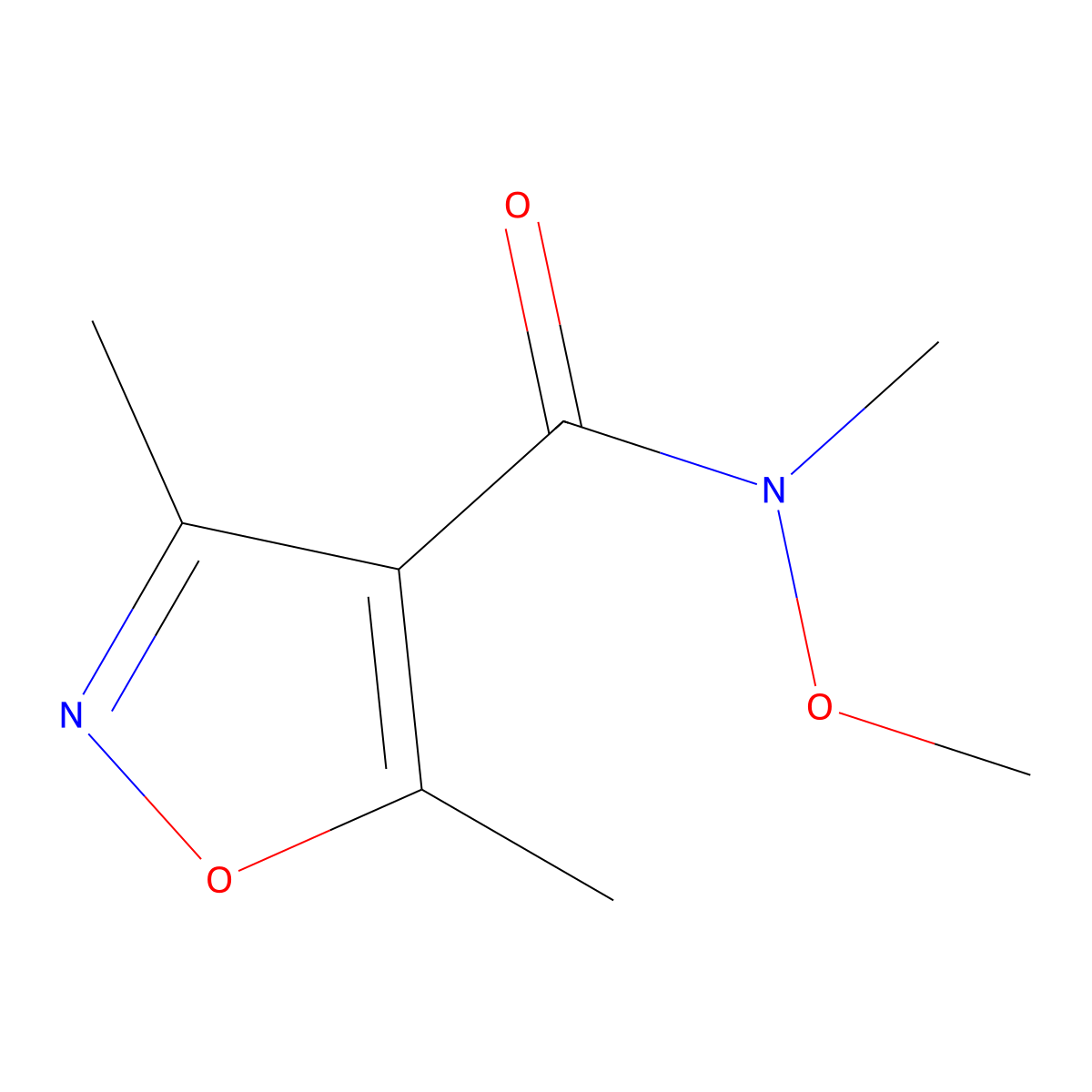 N-methoxy-N,3,5-trimethylisoxazole-4-carboxamide molecular structure, CAS 1223452-45-6