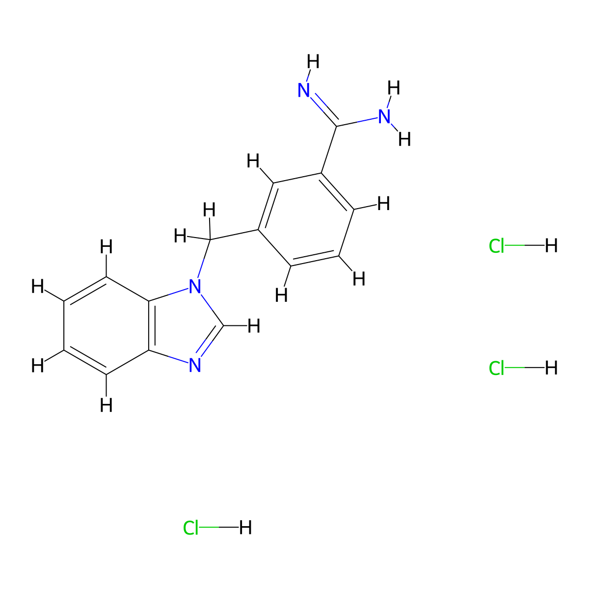 3-(1H-1,3-benzodiazol-1-ylmethyl)benzene-1-carboximidamide trihydrochloride molecular structure, CAS 1223492-40-7