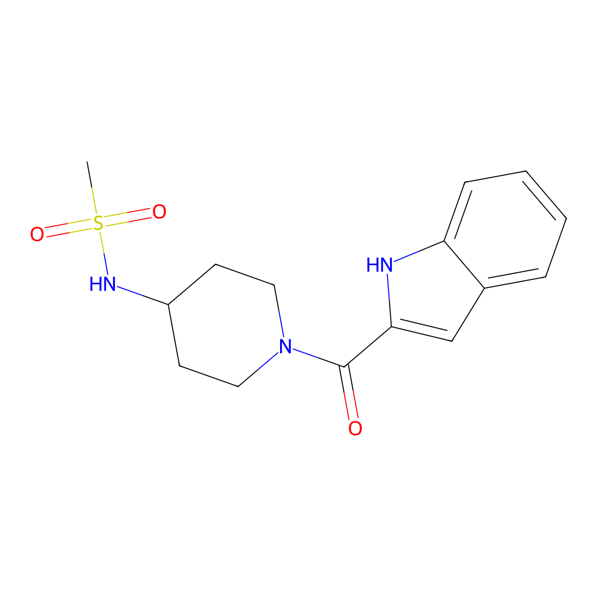 N-[1-(1H-indol-2-ylcarbonyl)piperidin-4-yl]methanesulfonamide molecular structure, CAS 1223499-48-6