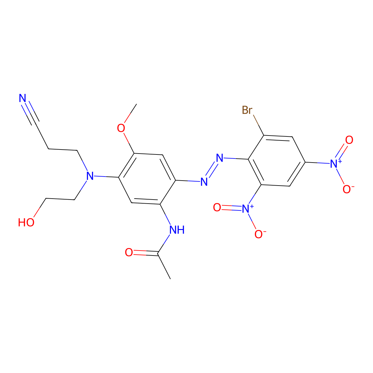 N-[2-[(2-bromo-4,6-dinitrophenyl)azo]-5-[(2-cyanoethyl)(2-hydroxyethyl)amino]-4-methoxyphenyl]acetamide molecular structure, CAS 12235-96-0