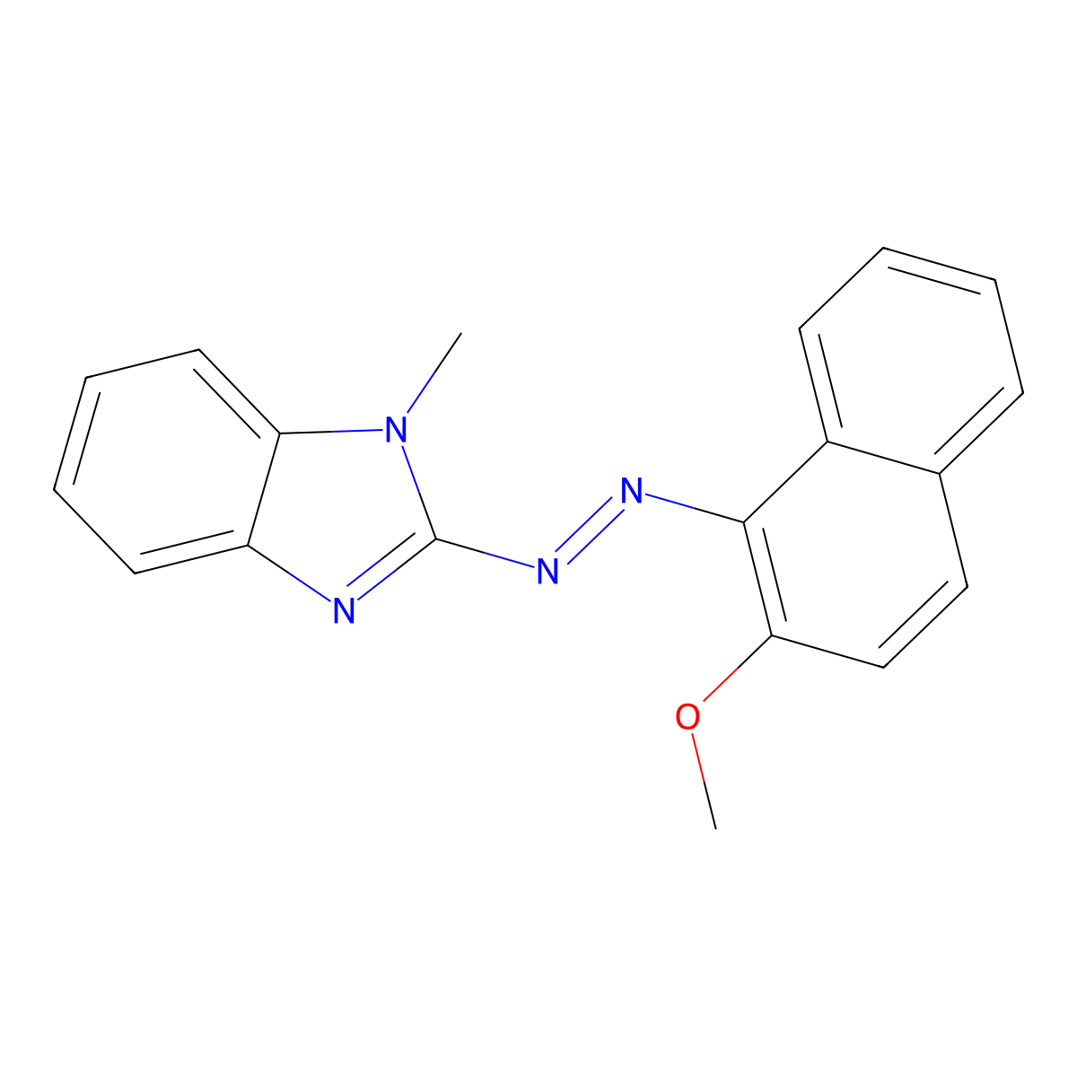 1H-Benzimidazole, 2-[(2-methoxy-1-naphthalenyl)azo]-1-methyl- molecular structure, CAS 122351-31-9