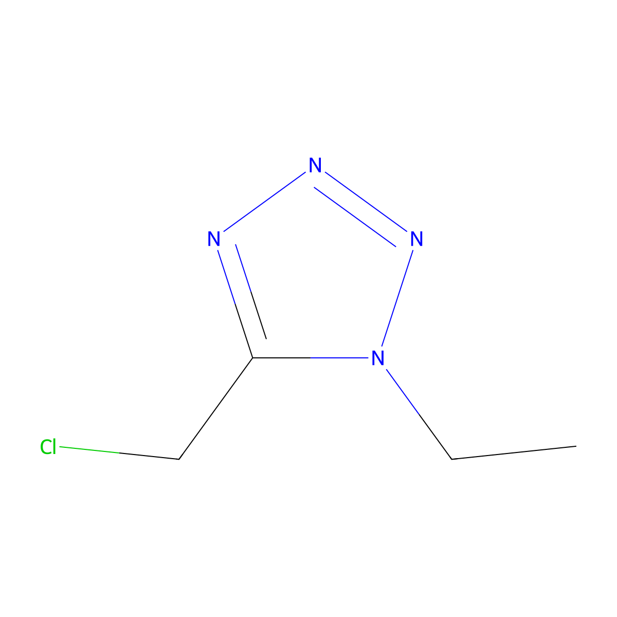5-(chloromethyl)-1-ethyl-1H-1,2,3,4-tetrazole molecular structure, CAS 122351-87-5