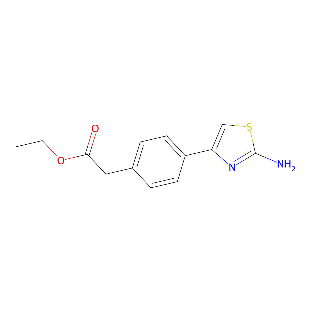 Ethyl 2-[4-(2-amino-1,3-thiazol-4-yl)phenyl]acetate molecular structure, CAS 122352-22-1