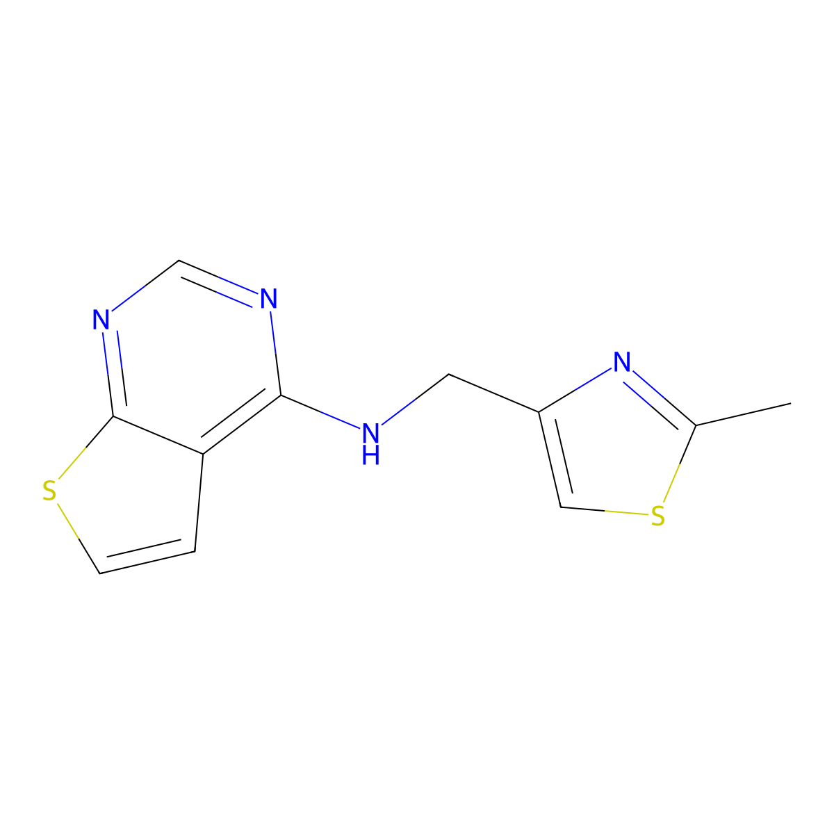 n-((2-Methylthiazol-4-yl)methyl)thieno[2,3-d]pyrimidin-4-amine molecular structure, CAS 1223545-66-1