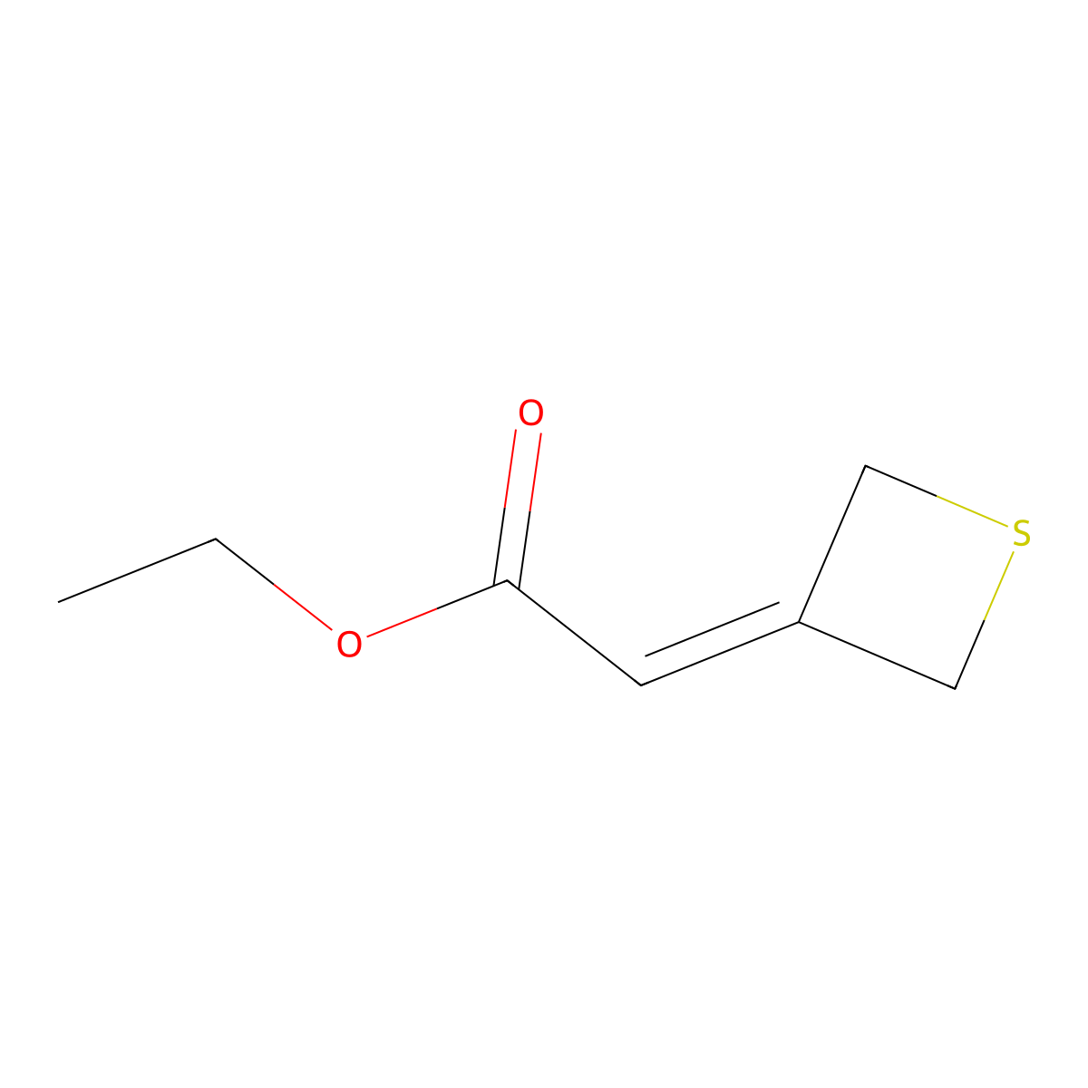 Ethyl 2-(thietan-3-ylidene)acetate molecular structure, CAS 1223573-30-5