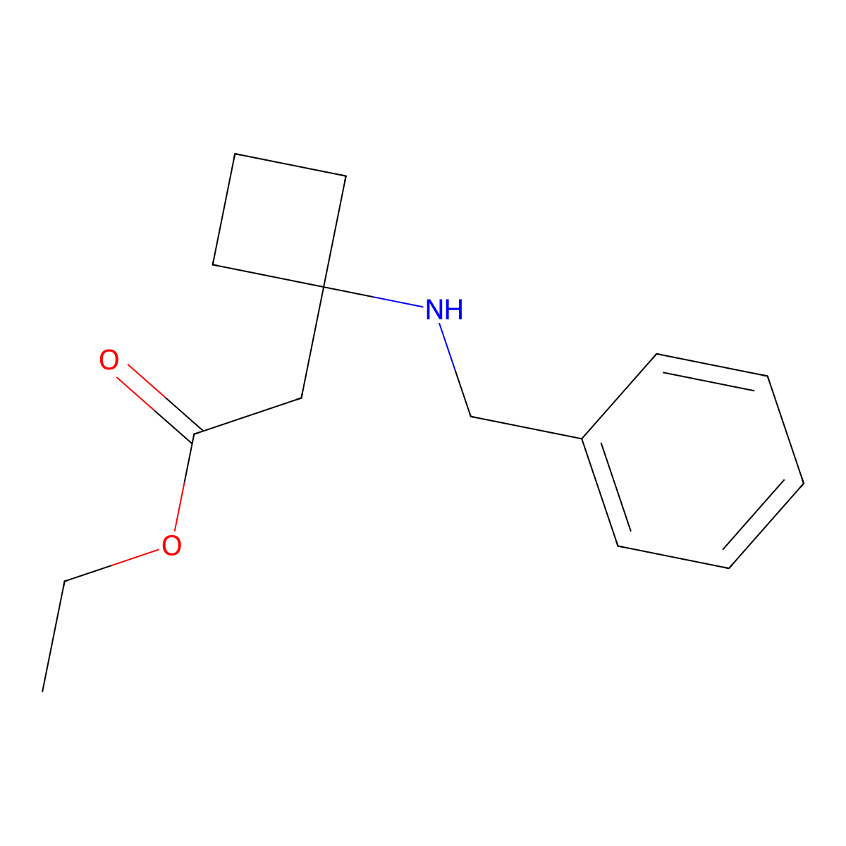 (1-Benzylamino-cyclobutyl)-acetic acid ethyl ester molecular structure, CAS 1223573-54-3