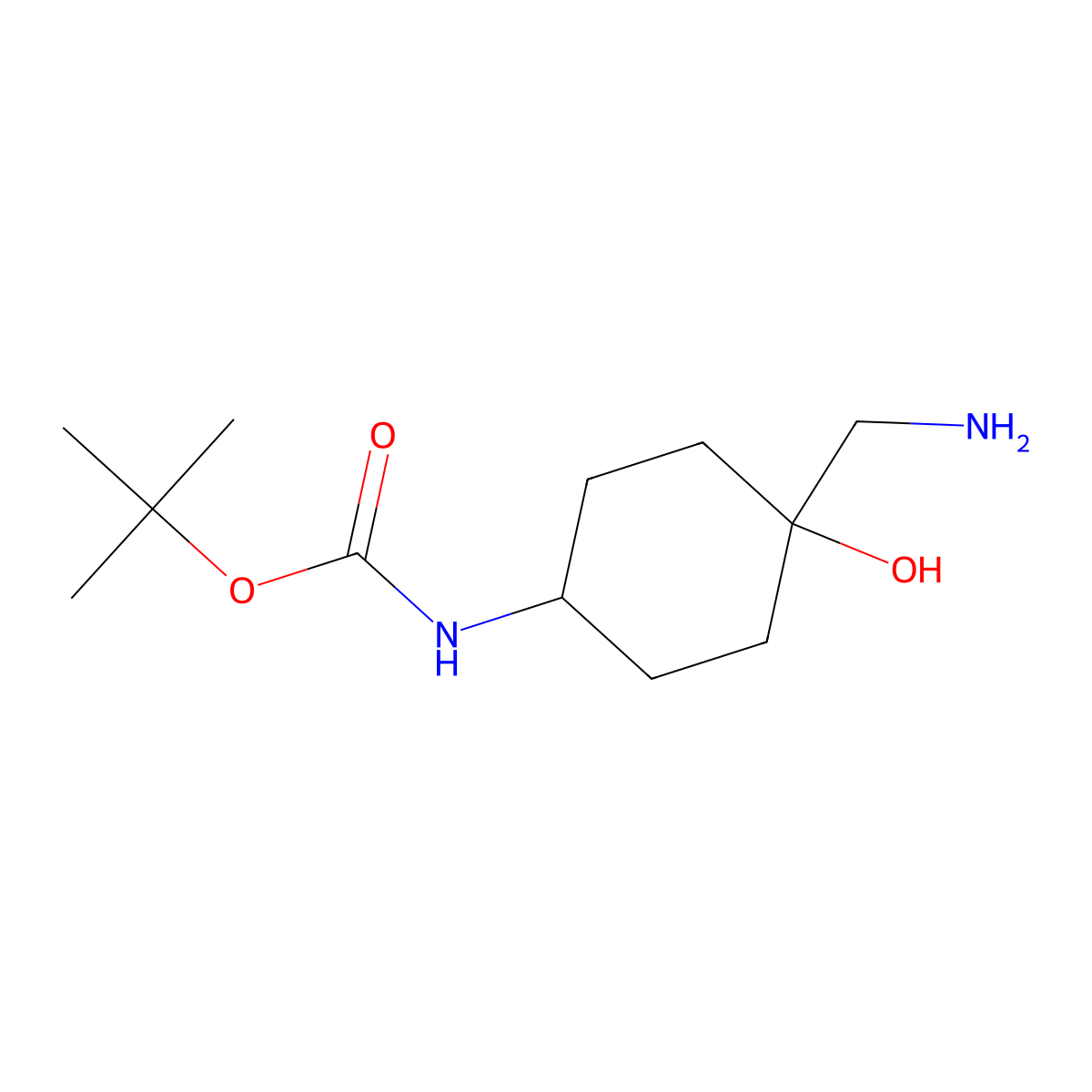 1,1-Dimethylethyl [cis-4-(aminomethyl)-4-hydroxycyclohexyl]carbamate molecular structure, CAS 1223579-92-7