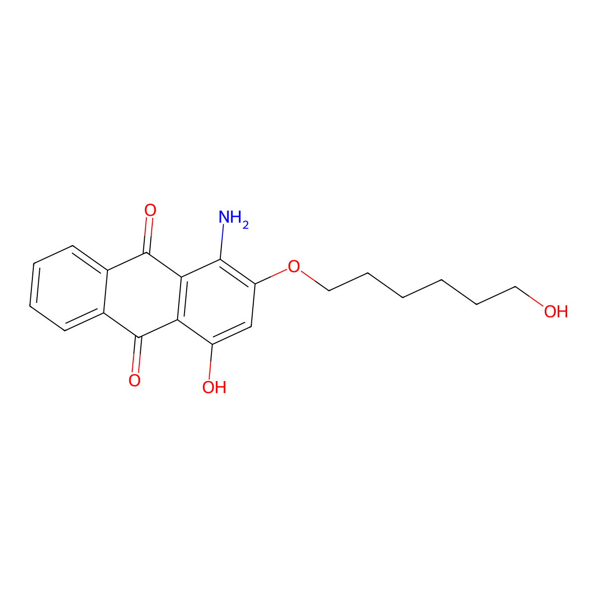 9,10-Anthracenedione, 1-amino-4-hydroxy-2-[(6-hydroxyhexyl)oxy]- molecular structure, CAS 12236-10-1