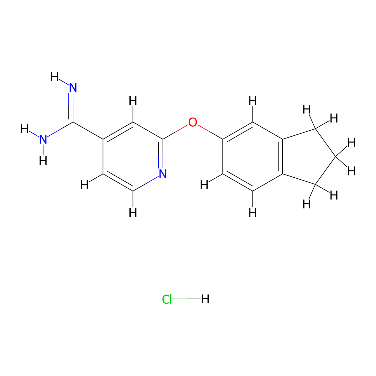 2-(2,3-dihydro-1H-inden-5-yloxy)pyridine-4-carboximidamide hydrochloride molecular structure, CAS 1223627-47-1