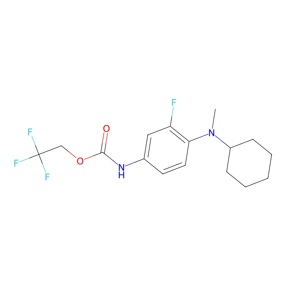2,2,2-trifluoroethyl N-{4-[cyclohexyl(methyl)amino]-3-fluorophenyl}carbamate molecular structure, CAS 1223632-38-9