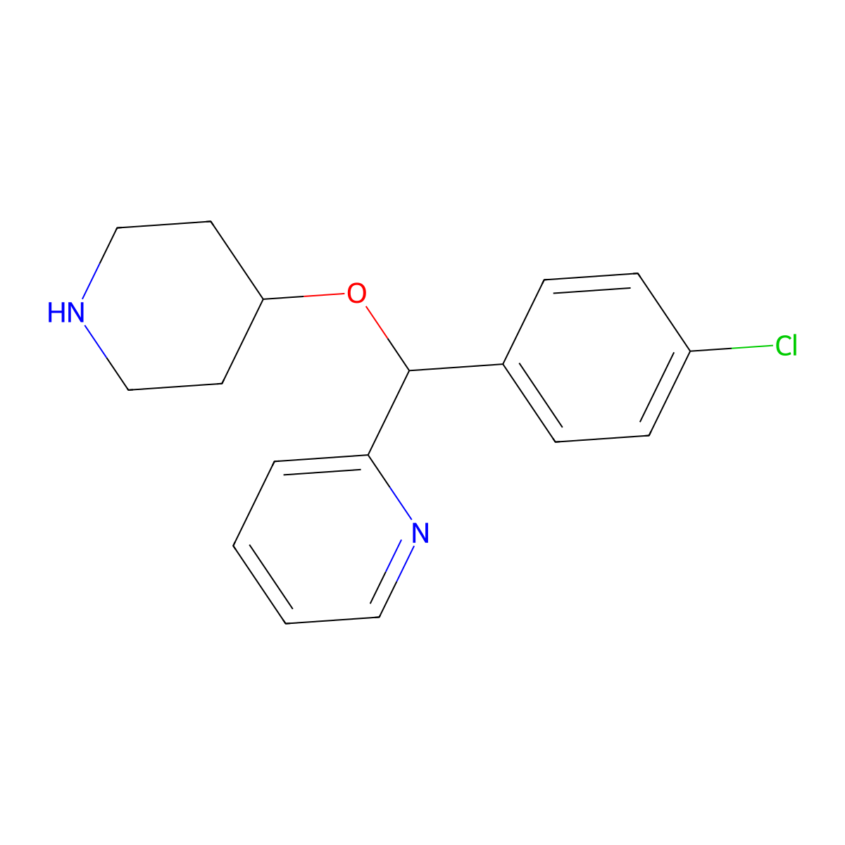 2-((4-Chlorophenyl)(4-piperidinyloxy)methyl)pyridine molecular structure, CAS 122368-54-1