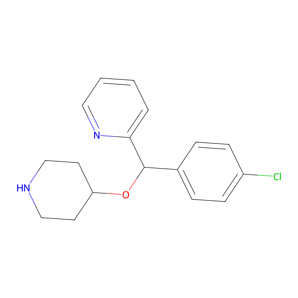 2-((4-Chlorophenyl)(4-piperidinyloxy)methyl)pyridine molecular structure, CAS 122368-54-1