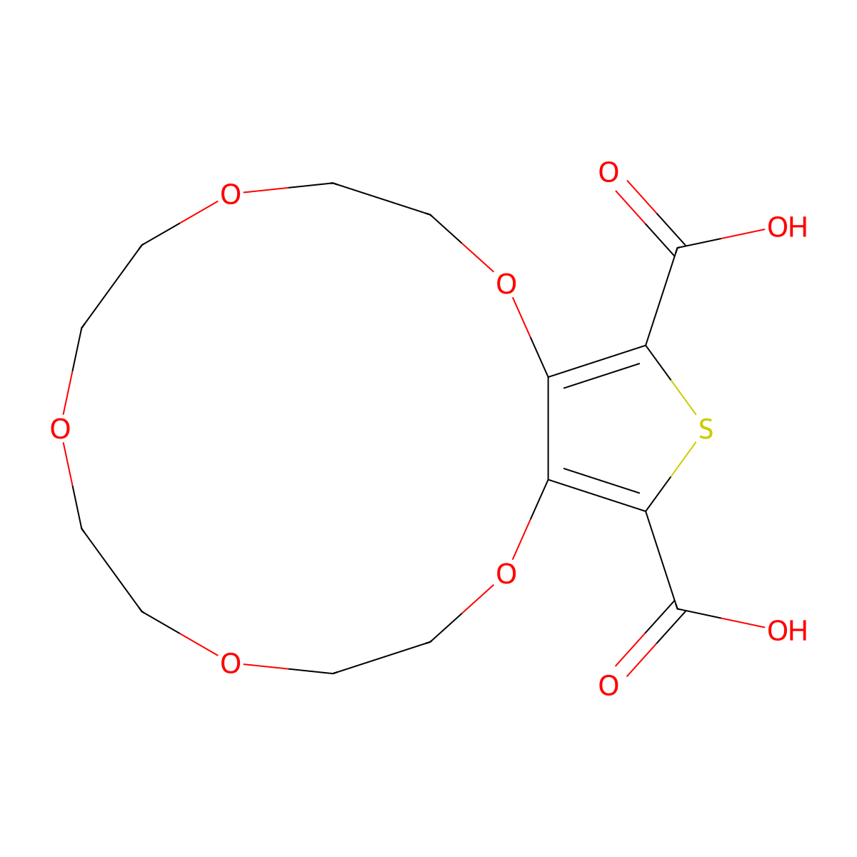 2,5,8,11,14-Pentaoxa-17-thiabicyclo[13.3.0]octadeca-1(18),15-diene-16,18-dicarboxylic acid molecular structure, CAS 122372-69-4