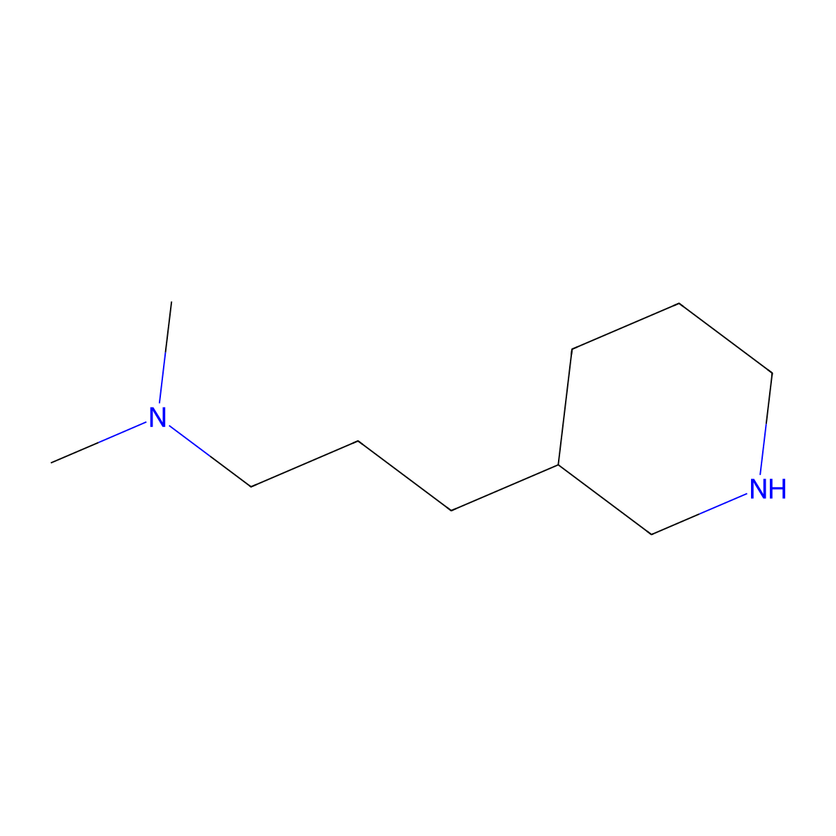 Dimethyl[3-(piperidin-3-yl)propyl]amine molecular structure, CAS 122373-84-6