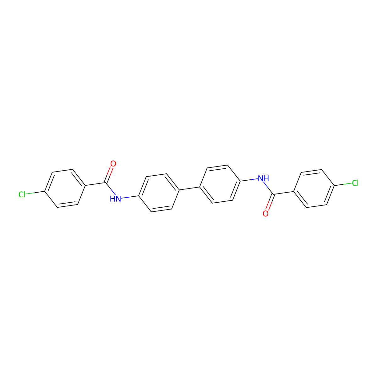4-chloro-N-[4-[4-[(4-chlorobenzoyl)amino]phenyl]phenyl]benzamide molecular structure, CAS 122374-88-3