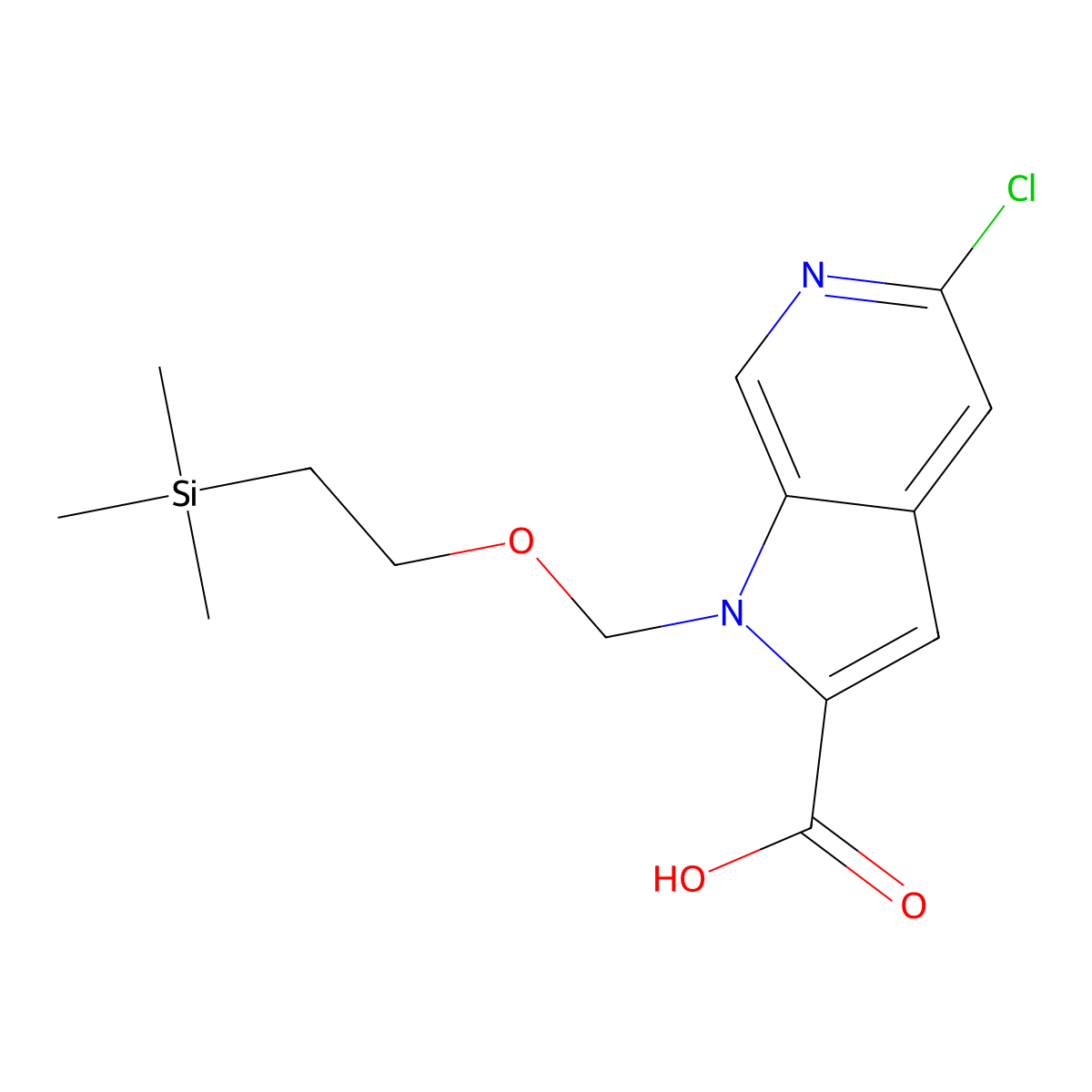 5-chloro-1-((2-(trimethylsilyl)ethoxy)methyl)-1H-pyrrolo[2,3-c]pyridine-2-carboxylic acid molecular structure, CAS 1223748-24-0