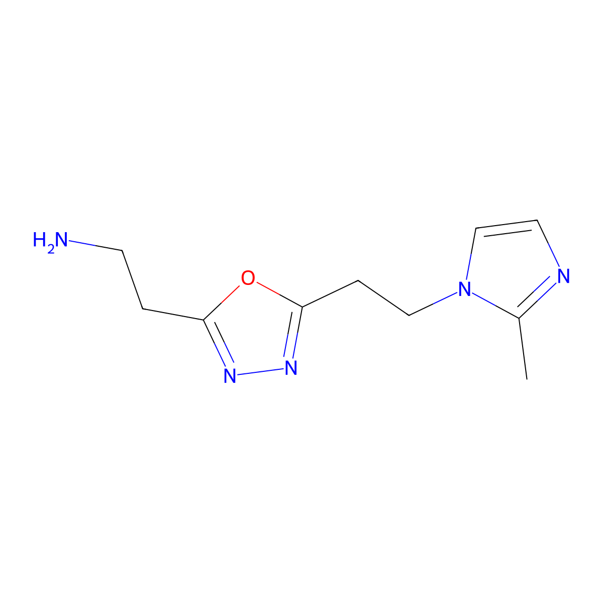 2-(5-(2-(2-methyl-1H-imidazol-1-yl)ethyl)-1,3,4-oxadiazol-2-yl)ethanamine molecular structure, CAS 1223748-26-2