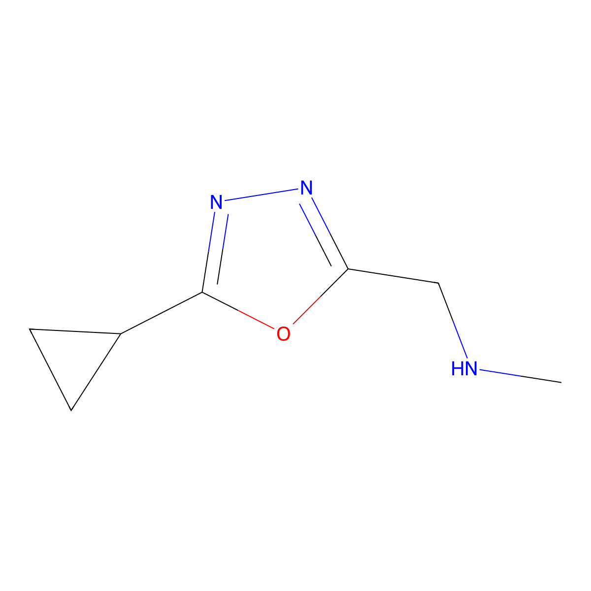 1-(5-cyclopropyl-1,3,4-oxadiazol-2-yl)-N-methylmethanamine molecular structure, CAS 1223748-28-4