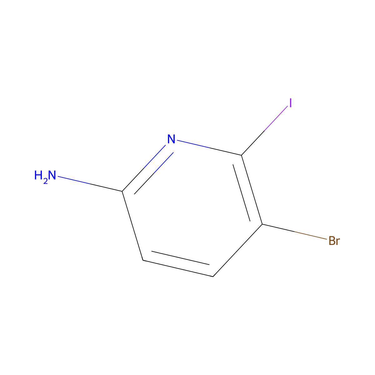 5-Bromo-6-iodopyridin-2-amine molecular structure, CAS 1223748-35-3