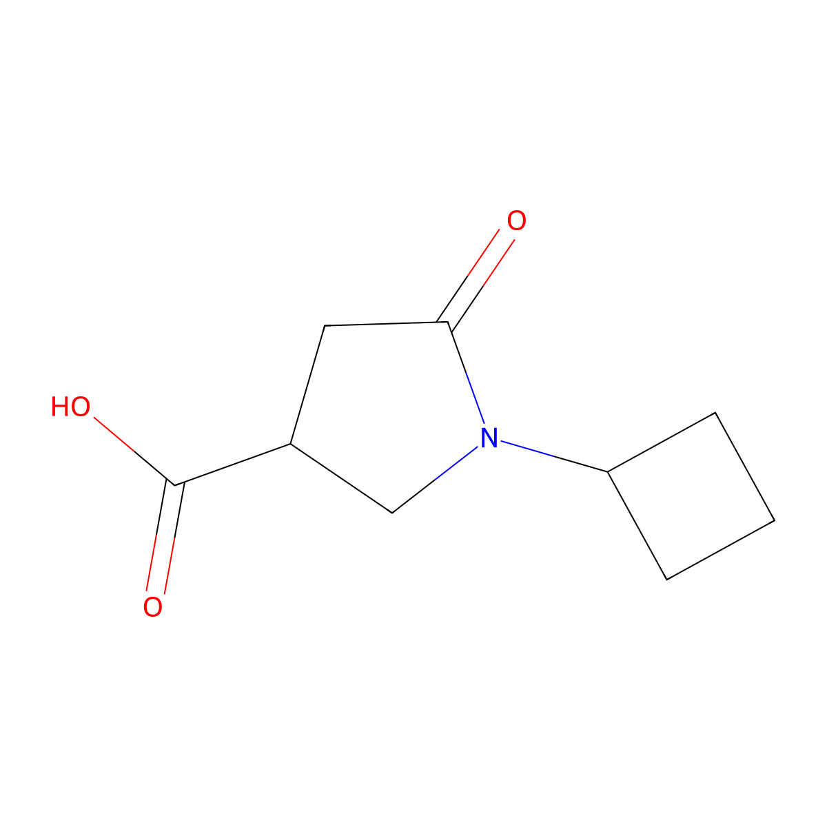 1-Cyclobutyl-5-oxopyrrolidine-3-carboxylic acid molecular structure, CAS 1223748-42-2
