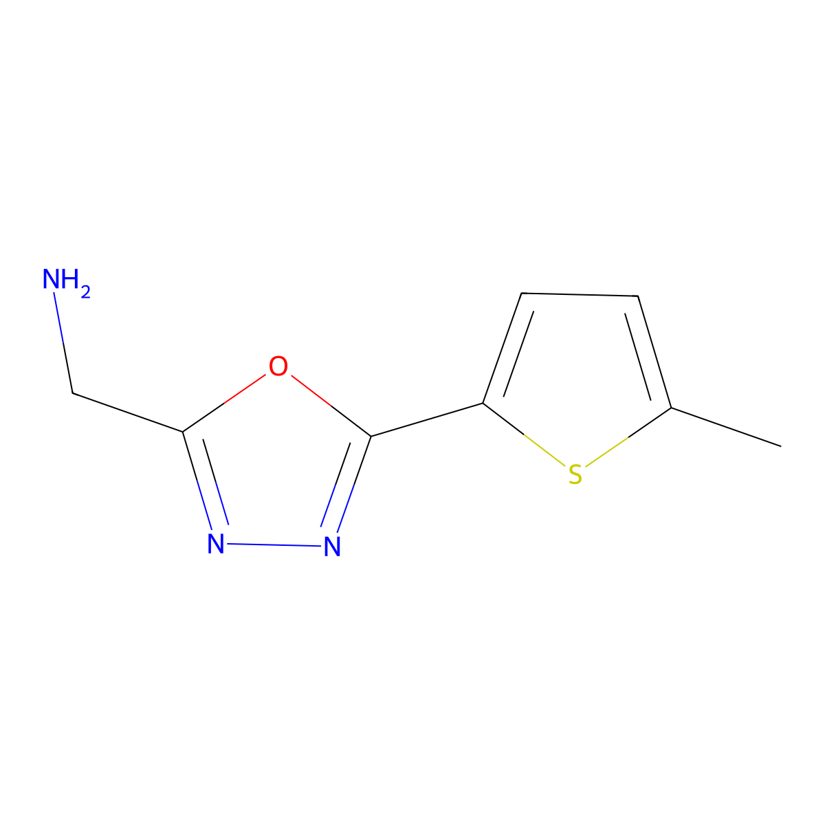 (5-(5-Methylthiophen-2-yl)-1,3,4-oxadiazol-2-yl)methanamine molecular structure, CAS 1223748-45-5