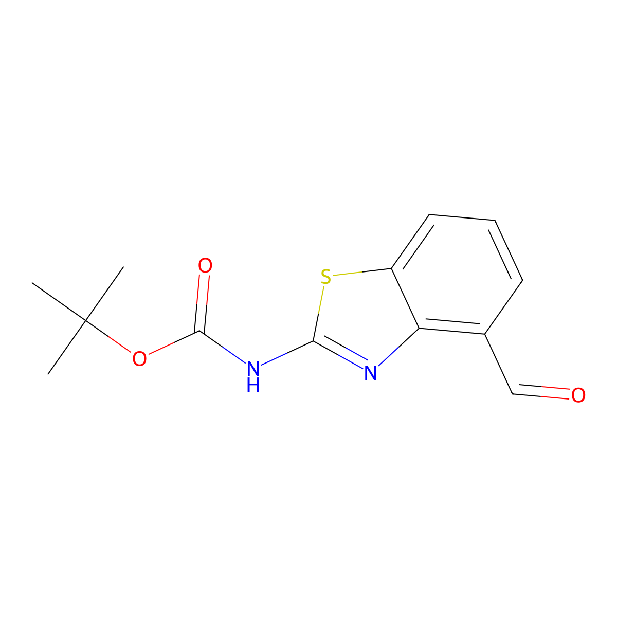 Tert-butyl 4-formylbenzo[d]thiazol-2-ylcarbamate molecular structure, CAS 1223748-47-7