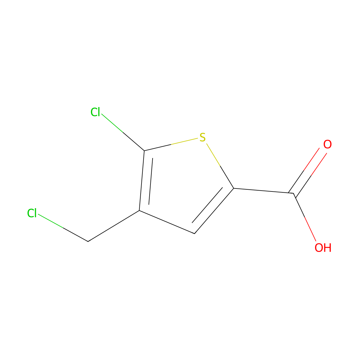 5-Chloro-4-(chloromethyl)thiophene-2-carboxylic acid molecular structure, CAS 1223748-49-9