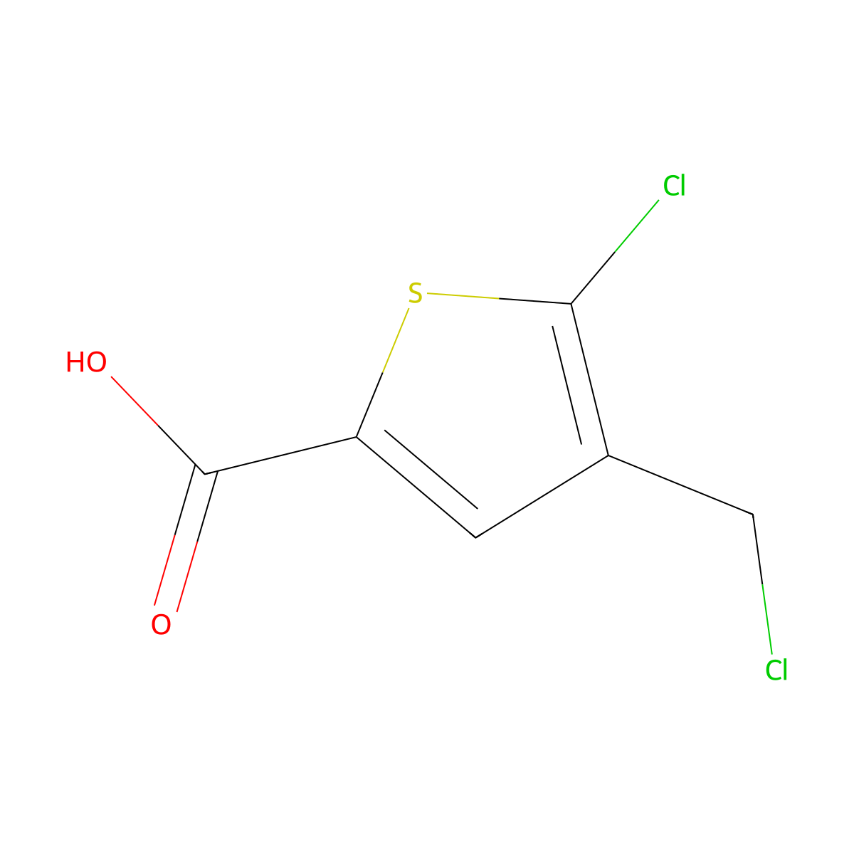 5-Chloro-4-(chloromethyl)thiophene-2-carboxylic acid molecular structure, CAS 1223748-49-9