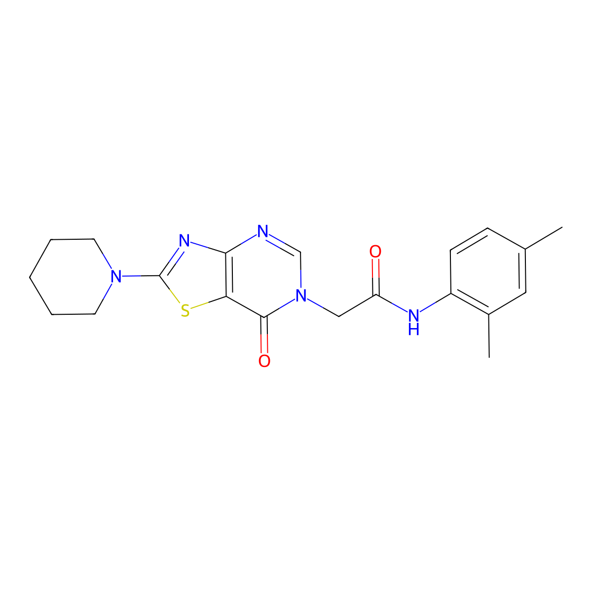 N-(2,4-dimethylphenyl)-2-[7-oxo-2-(piperidin-1-yl)[1,3]thiazolo[4,5-d]pyrimidin-6(7H)-yl]acetamide molecular structure, CAS 1223754-59-3