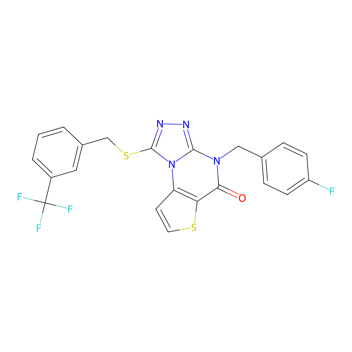 8-[(4-Fluorophenyl)methyl]-12-({[3-(trifluoromethyl)phenyl]methyl}sulfanyl)-5-thia-1,8,10,11-tetraazatricyclo[7.3.0.0^{2,6}]dodeca-2(6),3,9,11-tetraen-7-one molecular structure, CAS 1223755-85-8