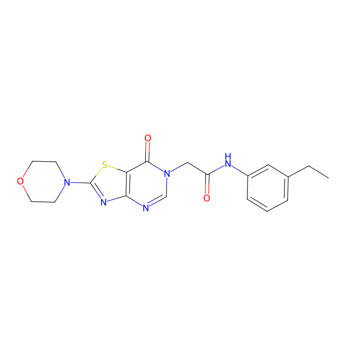 N-(3-ethylphenyl)-2-[2-(morpholin-4-yl)-7-oxo-6H,7H-[1,3]thiazolo[4,5-d]pyrimidin-6-yl]acetamide molecular structure, CAS 1223755-97-2