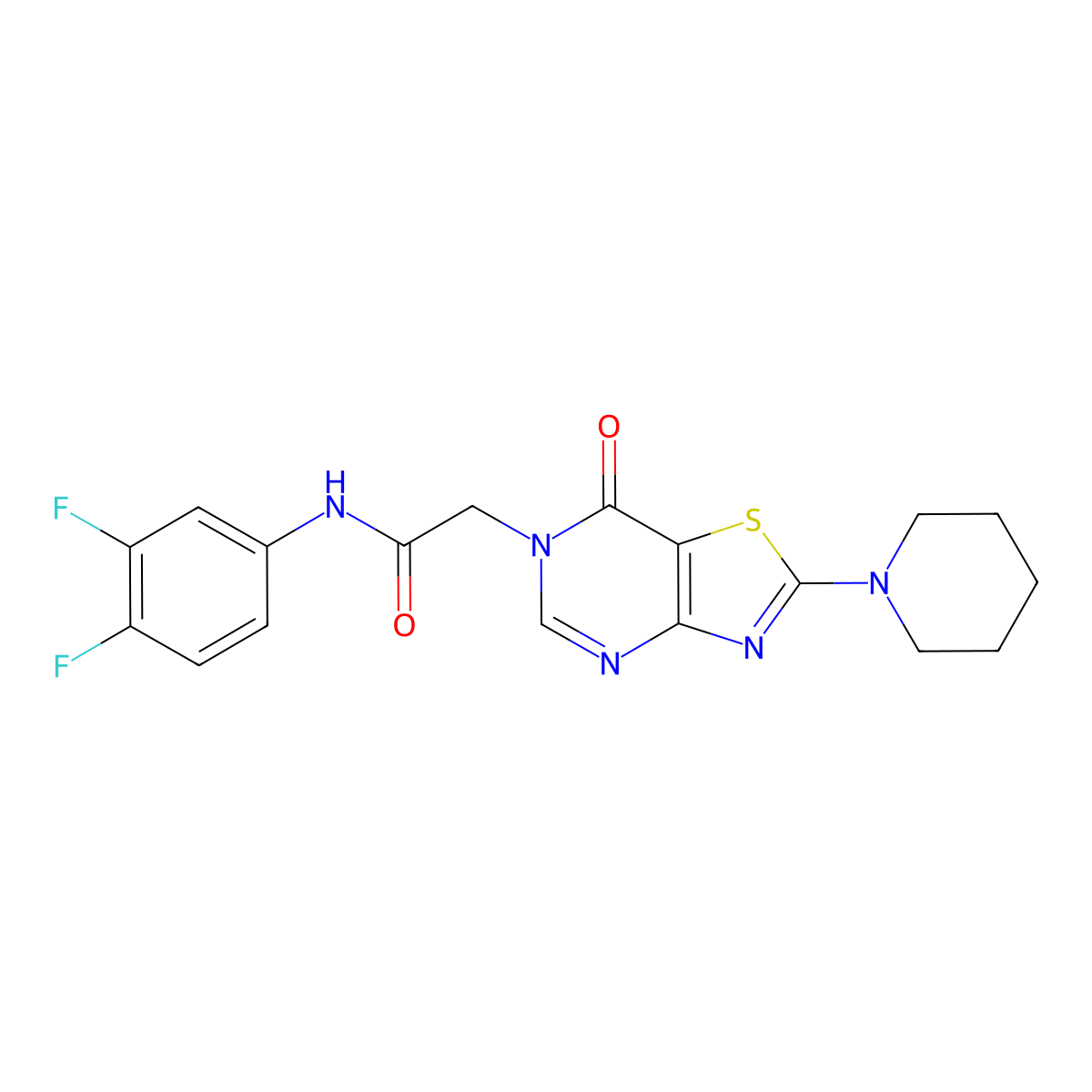 N-(3,4-difluorophenyl)-2-(7-oxo-2-(piperidin-1-yl)thiazolo[4,5-d]pyrimidin-6(7H)-yl)acetamide molecular structure, CAS 1223756-92-0