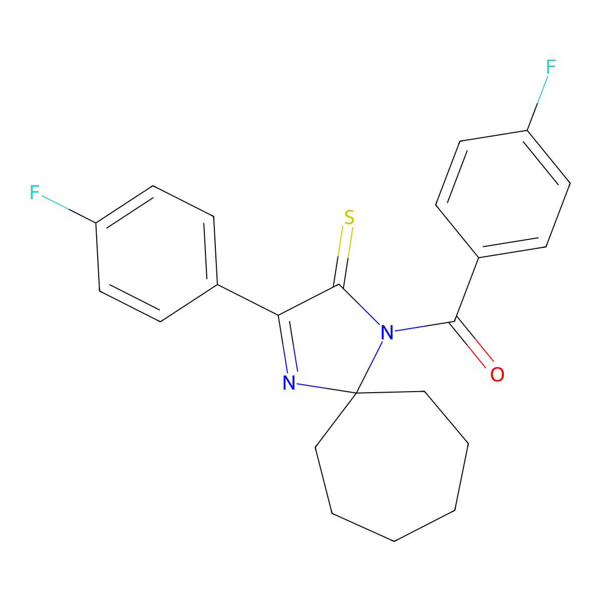 1-(4-Fluorobenzoyl)-3-(4-fluorophenyl)-1,4-diazaspiro[4.6]undec-3-ene-2-thione molecular structure, CAS 1223758-10-8