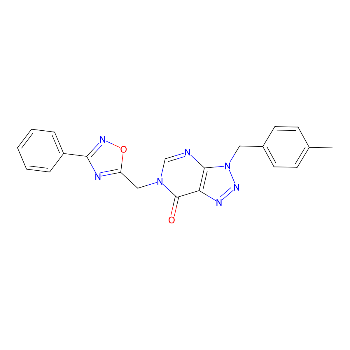 3-(4-methylbenzyl)-6-[(3-phenyl-1,2,4-oxadiazol-5-yl)methyl]-3,6-dihydro-7H-[1,2,3]triazolo[4,5-d]pyrimidin-7-one molecular structure, CAS 1223758-34-6