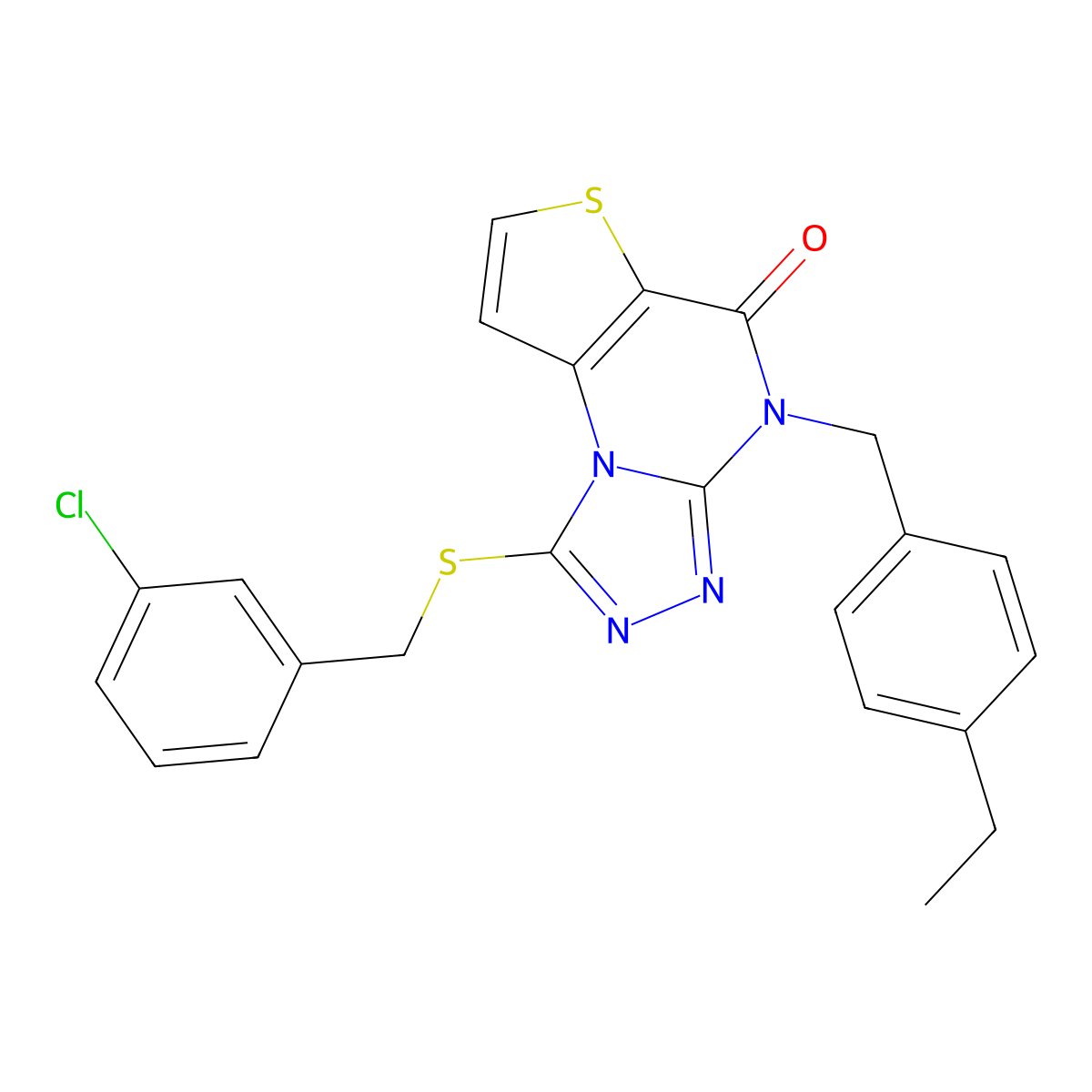 1-((3-chlorobenzyl)thio)-4-(4-ethylbenzyl)thieno[2,3-e][1,2,4]triazolo[4,3-a]pyrimidin-5(4H)-one molecular structure, CAS 1223758-41-5
