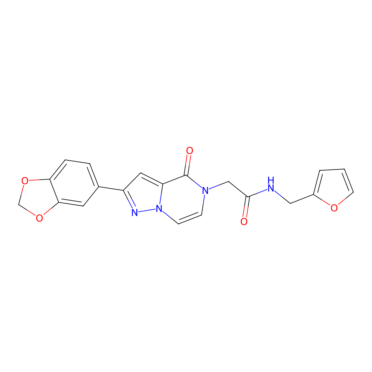 2-[2-(1,3-benzodioxol-5-yl)-4-oxopyrazolo[1,5-a]pyrazin-5(4H)-yl]-N-(2-furylmethyl)acetamide molecular structure, CAS 1223759-00-9