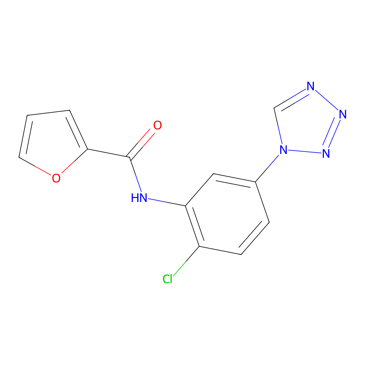 N-[2-chloro-5-(1H-tetrazol-1-yl)phenyl]-2-furamide molecular structure, CAS 1223759-12-3
