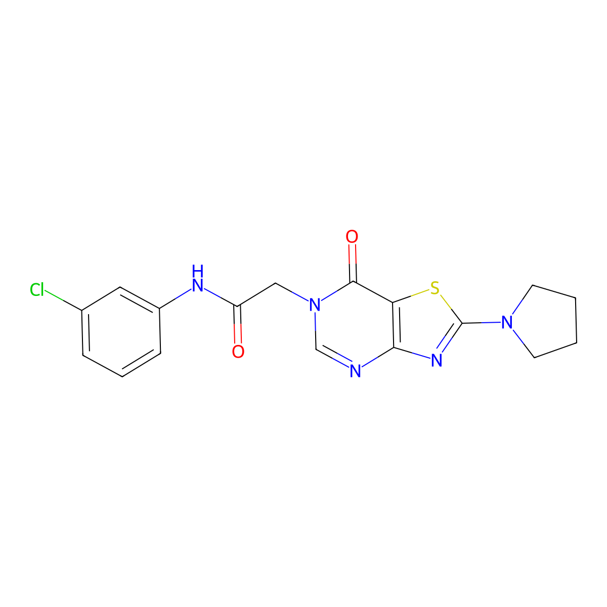 N-(3-chlorophenyl)-2-(7-oxo-2-(pyrrolidin-1-yl)thiazolo[4,5-d]pyrimidin-6(7H)-yl)acetamide molecular structure, CAS 1223761-39-4