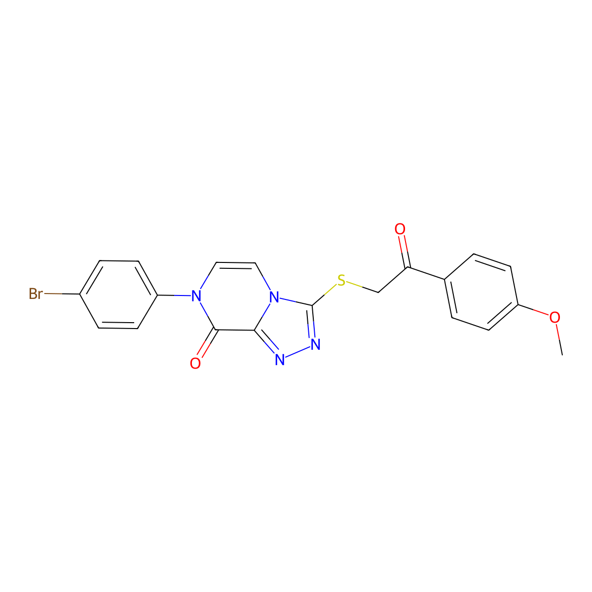 7-(4-bromophenyl)-3-{[2-(4-methoxyphenyl)-2-oxoethyl]thio}[1,2,4]triazolo[4,3-a]pyrazin-8(7H)-one molecular structure, CAS 1223762-01-3