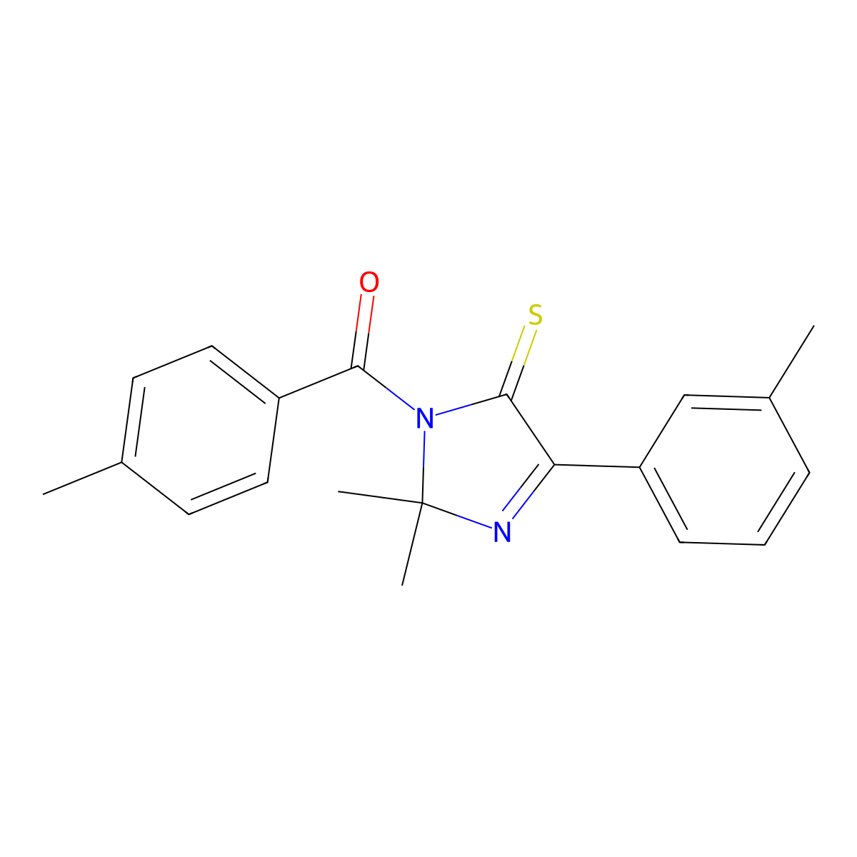 (2,2-dimethyl-5-thioxo-4-(m-tolyl)-2,5-dihydro-1H-imidazol-1-yl)(p-tolyl)methanone molecular structure, CAS 1223763-21-0