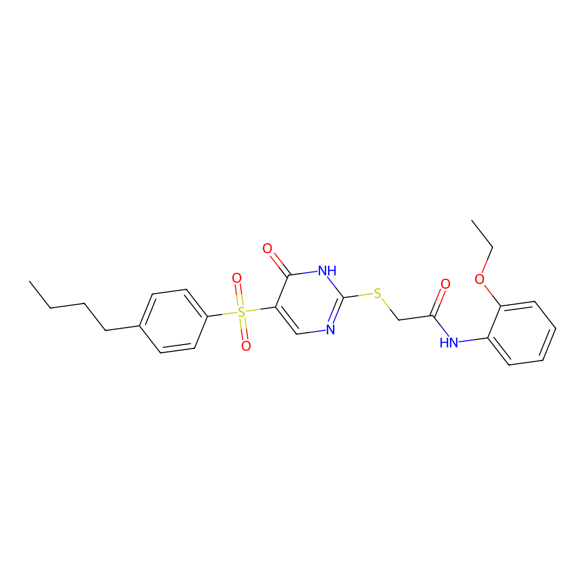 2-((5-((4-butylphenyl)sulfonyl)-6-oxo-1,6-dihydropyrimidin-2-yl)thio)-N-(2-ethoxyphenyl)acetamide molecular structure, CAS 1223763-95-8