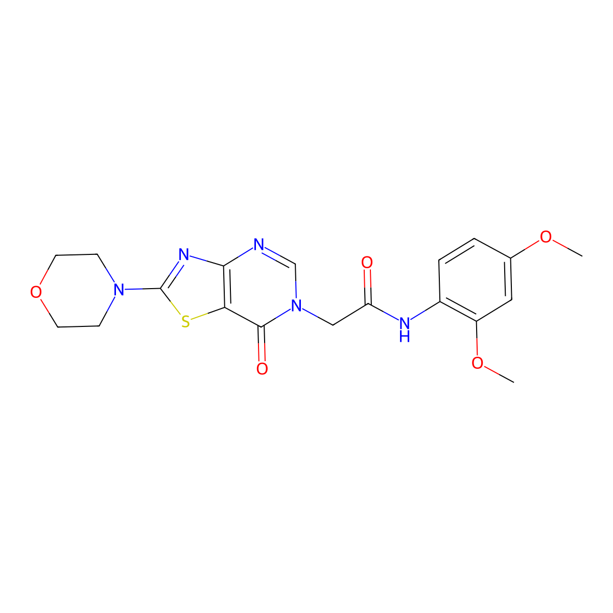 N-(2,4-dimethoxyphenyl)-2-(2-morpholino-7-oxothiazolo[4,5-d]pyrimidin-6(7H)-yl)acetamide molecular structure, CAS 1223764-26-8