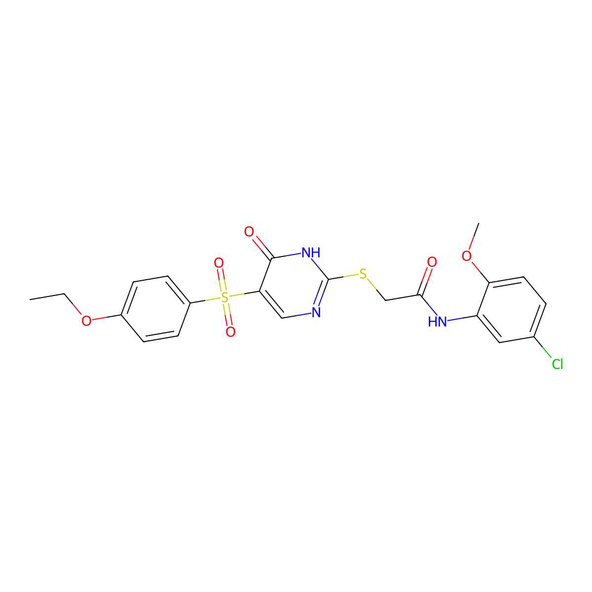 N-(5-chloro-2-methoxyphenyl)-2-((5-((4-ethoxyphenyl)sulfonyl)-6-oxo-1,6-dihydropyrimidin-2-yl)thio)acetamide molecular structure, CAS 1223765-63-6