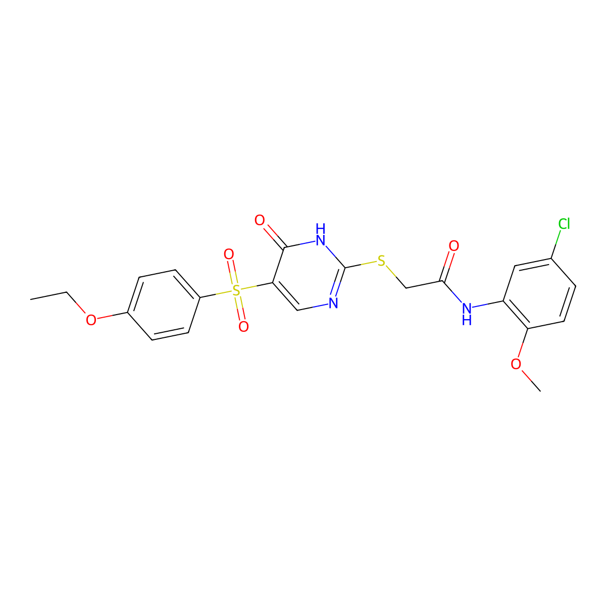 N-(5-chloro-2-methoxyphenyl)-2-((5-((4-ethoxyphenyl)sulfonyl)-6-oxo-1,6-dihydropyrimidin-2-yl)thio)acetamide molecular structure, CAS 1223765-63-6