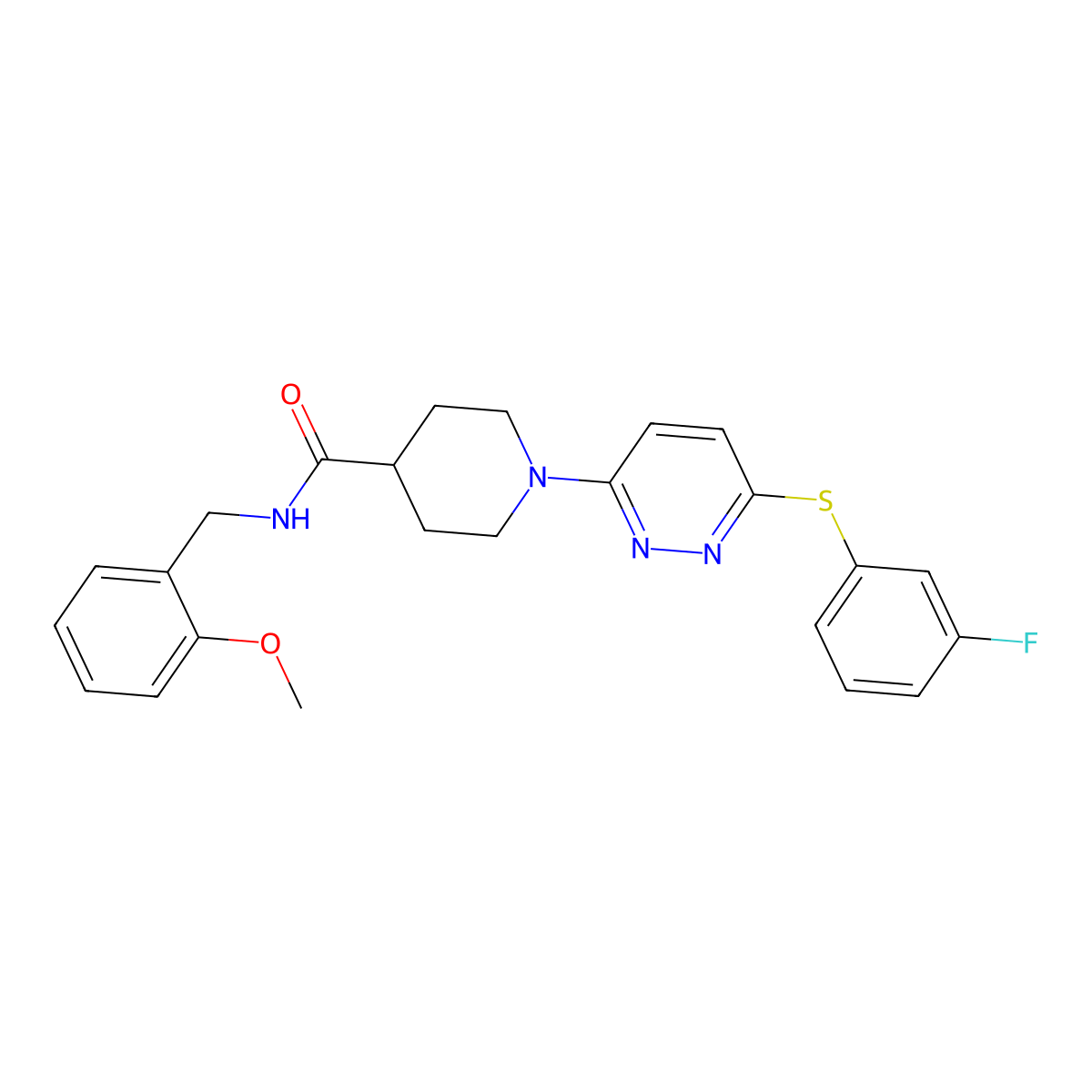 1-(6-((3-fluorophenyl)thio)pyridazin-3-yl)-N-(2-methoxybenzyl)piperidine-4-carboxamide molecular structure, CAS 1223766-12-8
