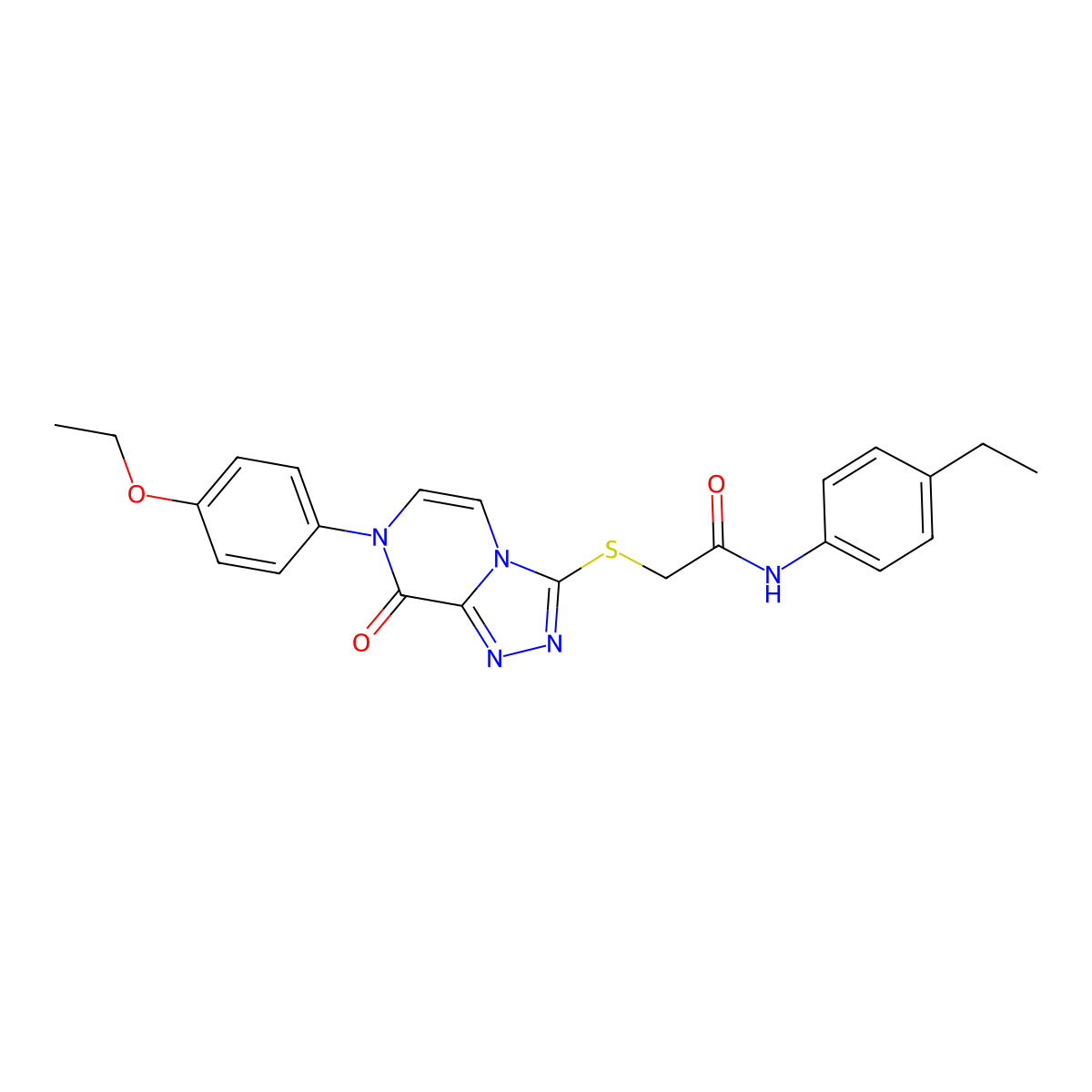 2-((7-(4-ethoxyphenyl)-8-oxo-7,8-dihydro-[1,2,4]triazolo[4,3-a]pyrazin-3-yl)thio)-N-(4-ethylphenyl)acetamide molecular structure, CAS 1223766-28-6