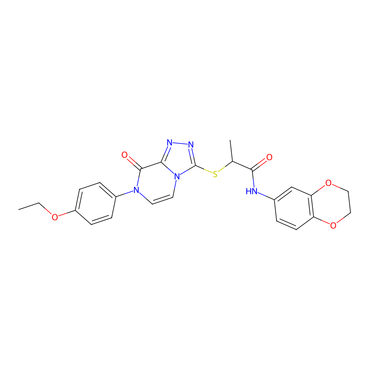 N-(2,3-dihydro-1,4-benzodioxin-6-yl)-2-{[7-(4-ethoxyphenyl)-8-oxo-7H,8H-[1,2,4]triazolo[4,3-a]pyrazin-3-yl]sulfanyl}propanamide molecular structure, CAS 1223767-44-9