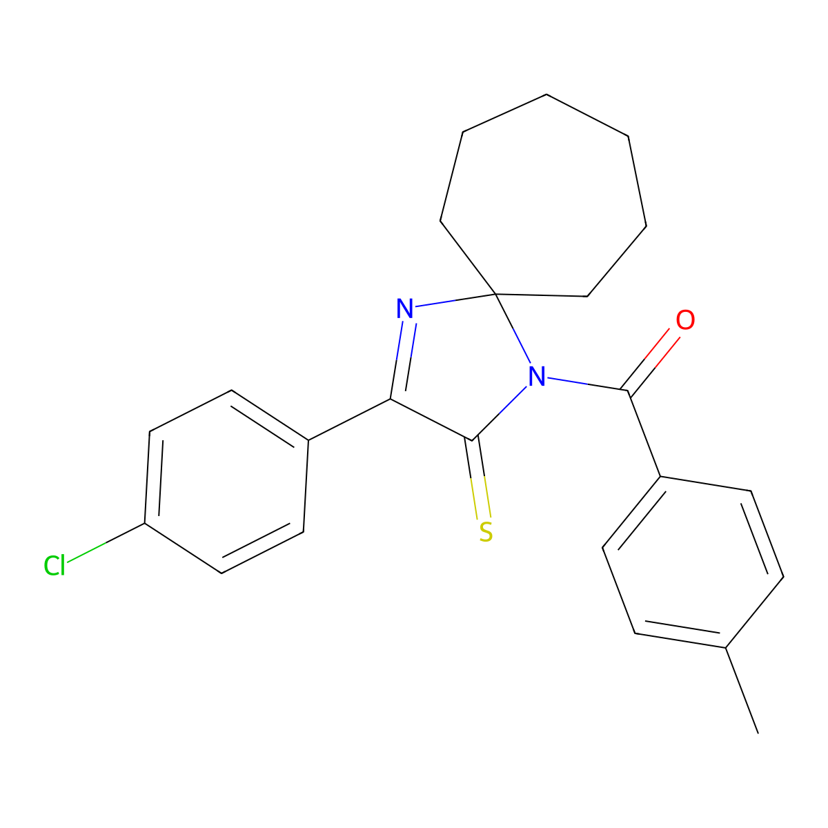 3-(4-Chlorophenyl)-1-(4-methylbenzoyl)-1,4-diazaspiro[4.6]undec-3-ene-2-thione molecular structure, CAS 1223769-17-2